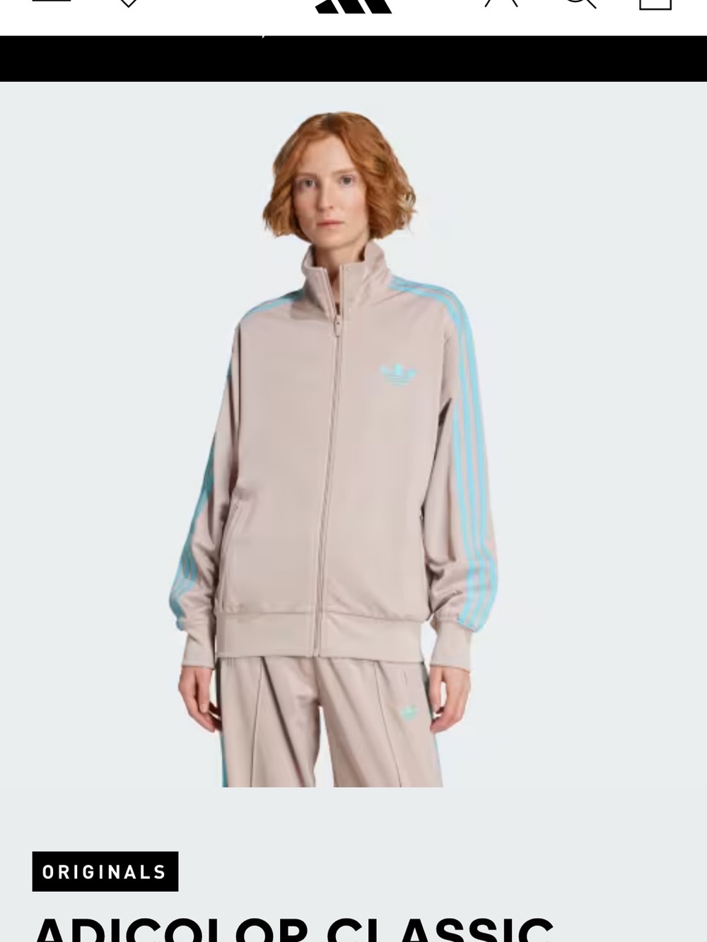 adidas Originals Beige Track Bomber Jacket with Light Blue Stripes